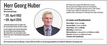 Traueranzeige Georg Huber