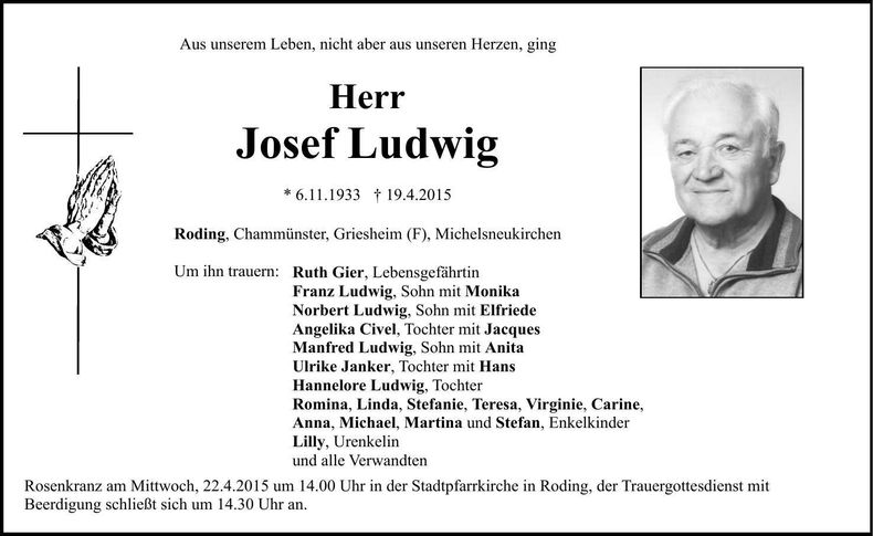 Traueranzeige Josef Ludwig