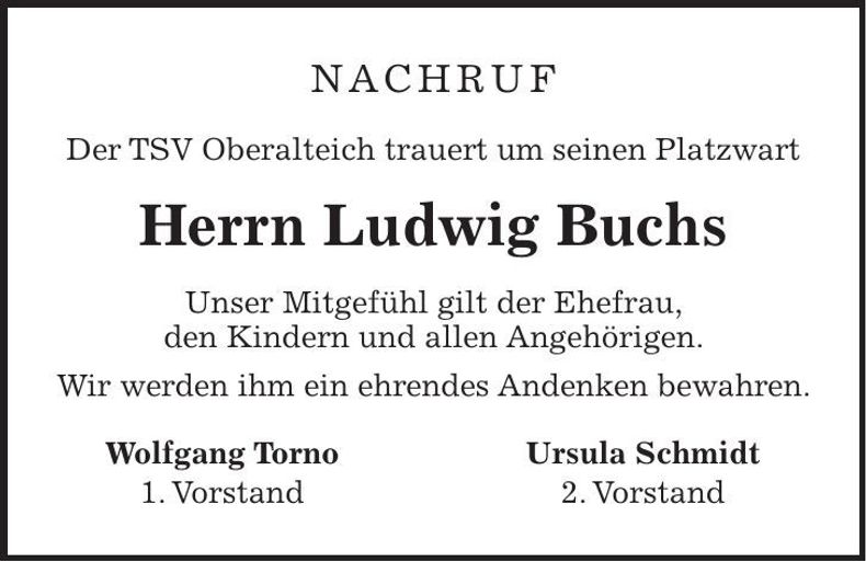 Traueranzeige Ludwig Buchs