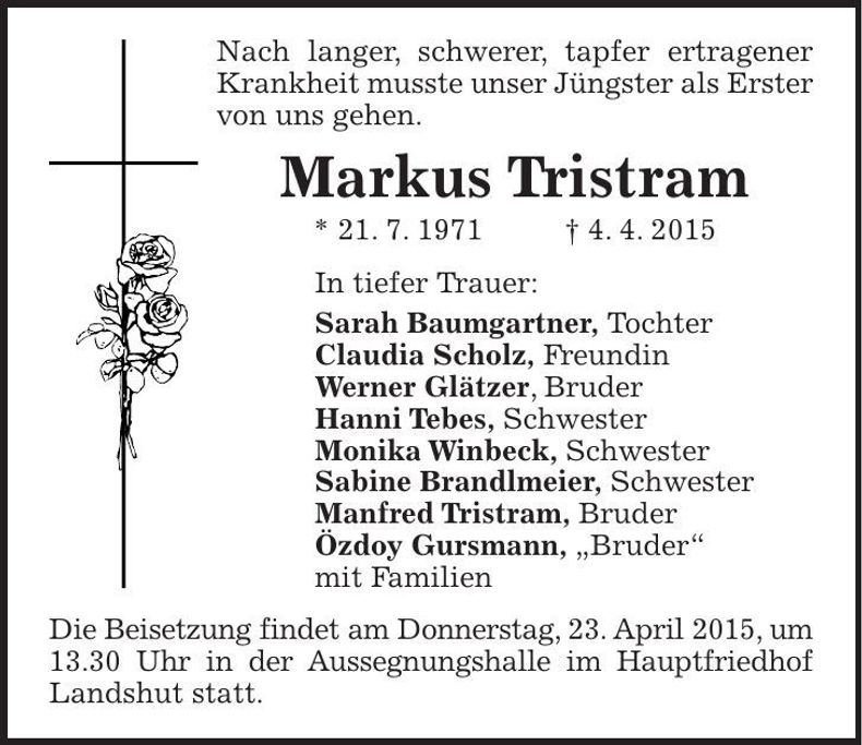 Traueranzeige Manfred Tristram