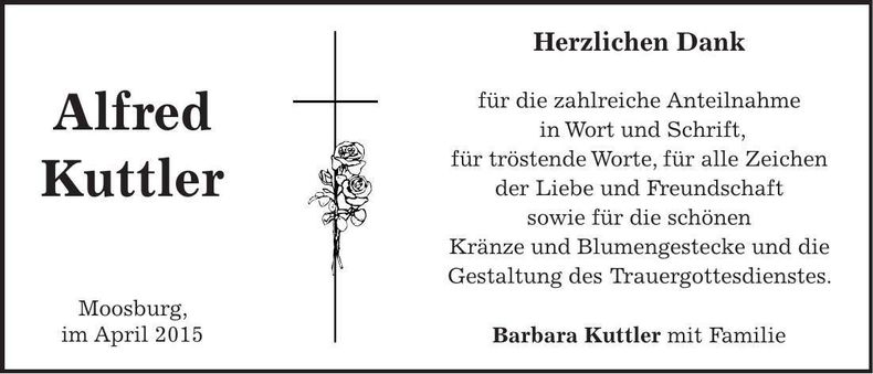 Traueranzeige Alfred Kuttler