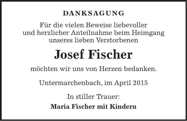 Traueranzeige Josef Fischer