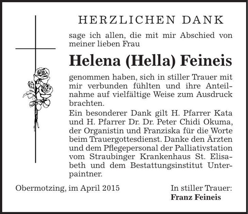 Traueranzeige Helena Feineis