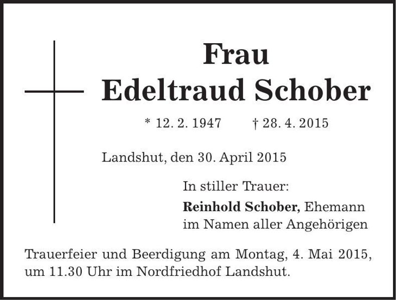 Traueranzeige Edeltraud Schober