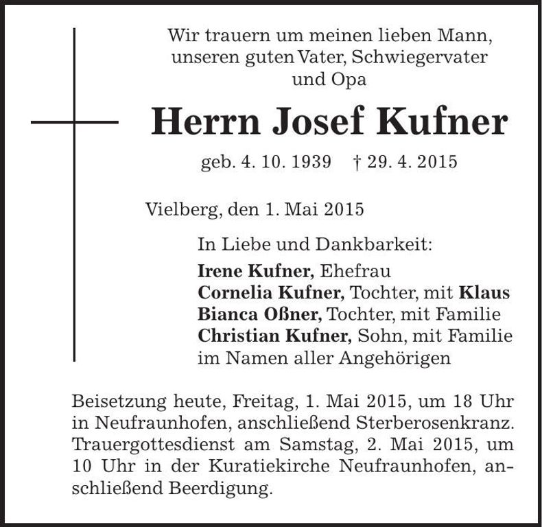 Traueranzeige Josef Kufner