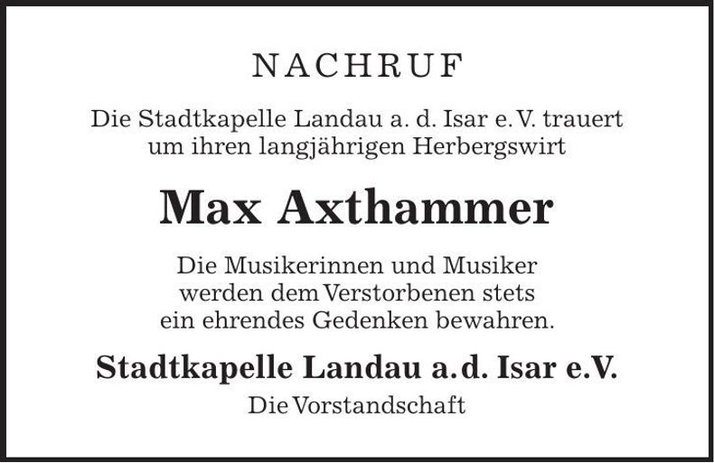 Traueranzeige Max Axthammer