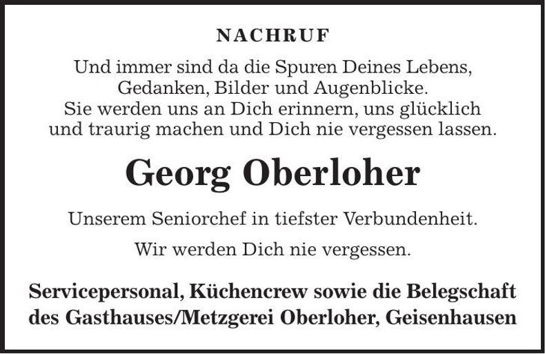 Traueranzeige Georg Oberloher