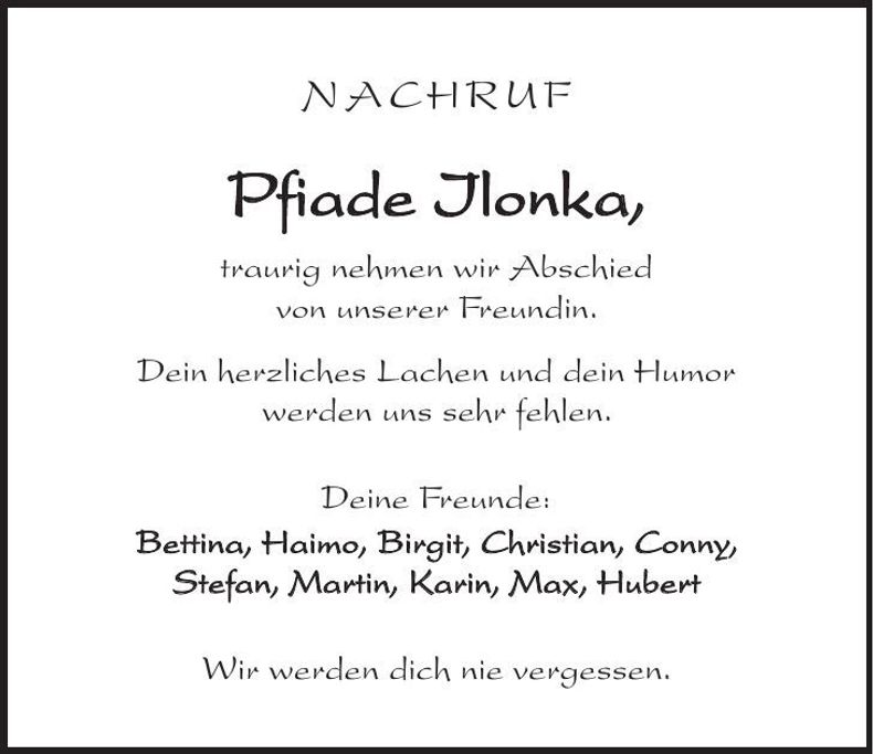Traueranzeige Ilonka Schuller