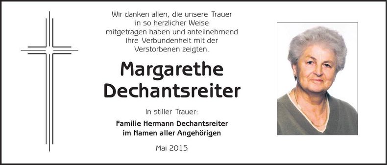 Traueranzeige Margarethe Dechantsreiter