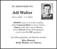 Traueranzeige Adi Walter