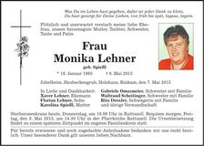 Traueranzeige Monika Lehner