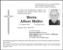 Traueranzeige Albert Müller