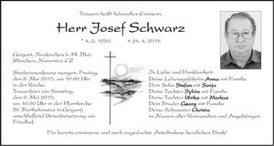 Traueranzeige Josef Schwarz