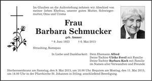 Traueranzeige Barbara Schmucker