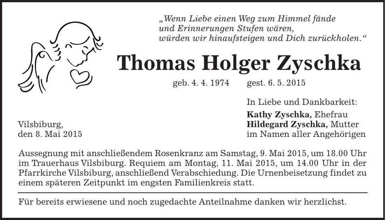 Traueranzeige Thomas Holger Zyschka