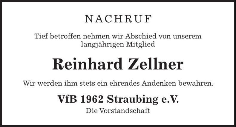Traueranzeige Reinhard Zellner