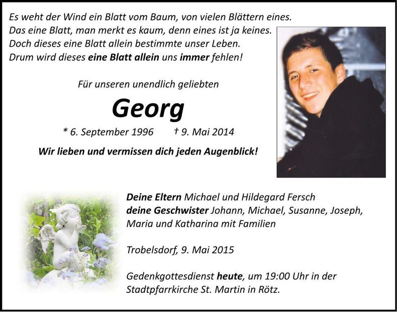 Traueranzeige Georg Fersch