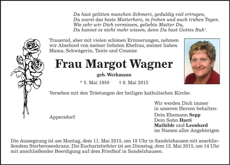 Traueranzeige Margot Wagner