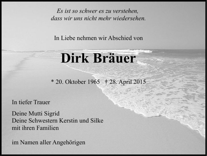 Traueranzeige Dirk Bräuer