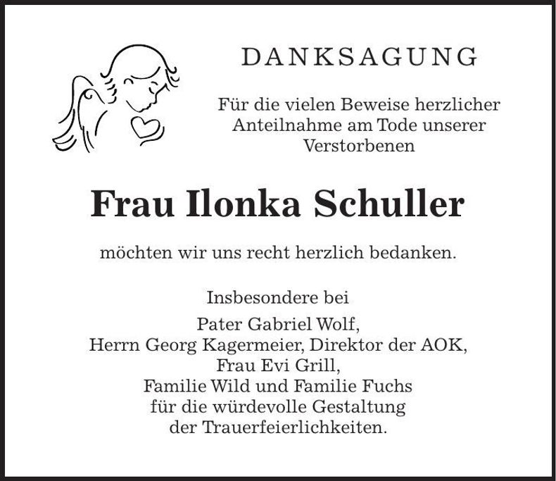 Traueranzeige Ilonka Schuller