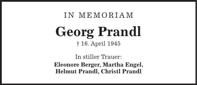 Traueranzeige Georg Prandl