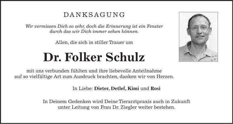 Traueranzeige Folker Dr. Schulz