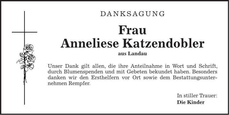 Traueranzeige Anneliese Katzendobler