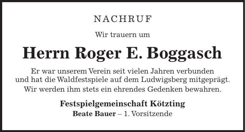 Traueranzeige Roger E. Boggasch