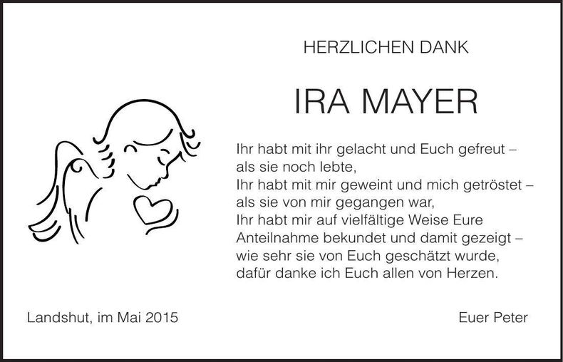 Traueranzeige Ina Mayer