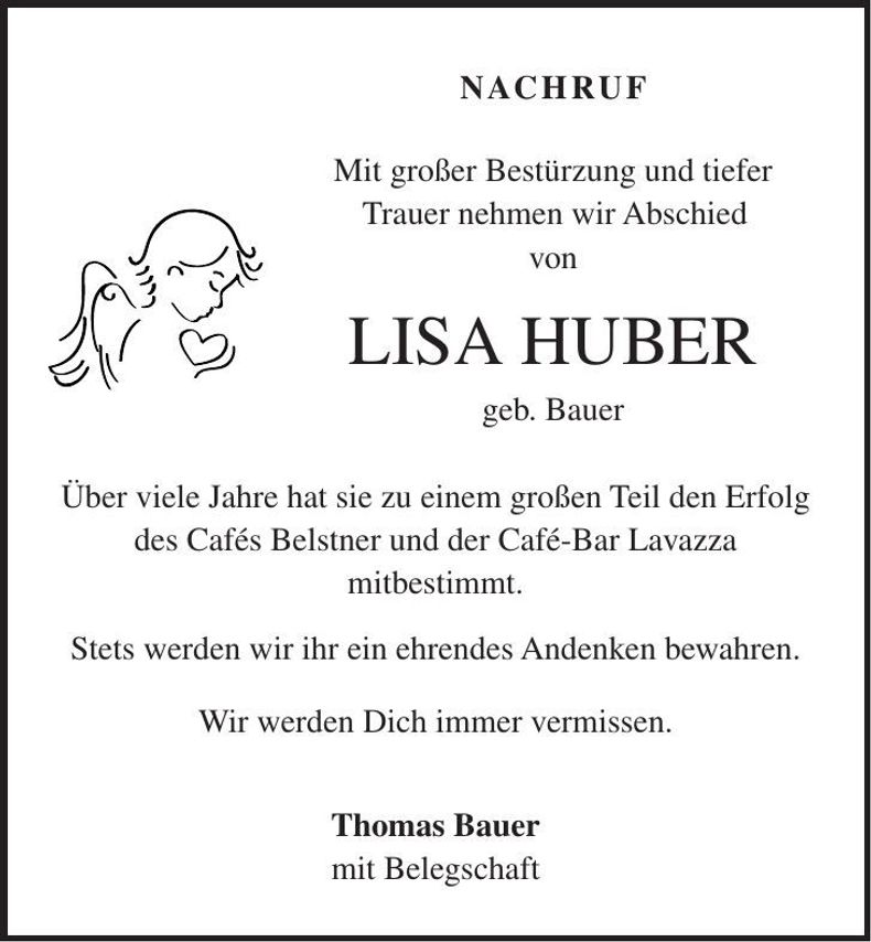 Traueranzeige Lisa Huber