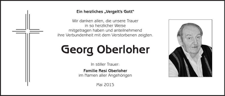 Traueranzeige Georg Oberloher