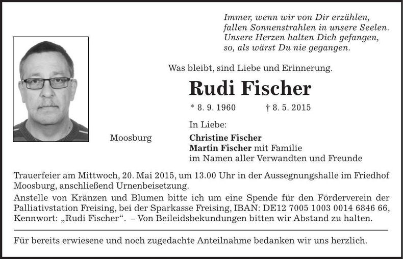 Traueranzeige Rudi Fischer