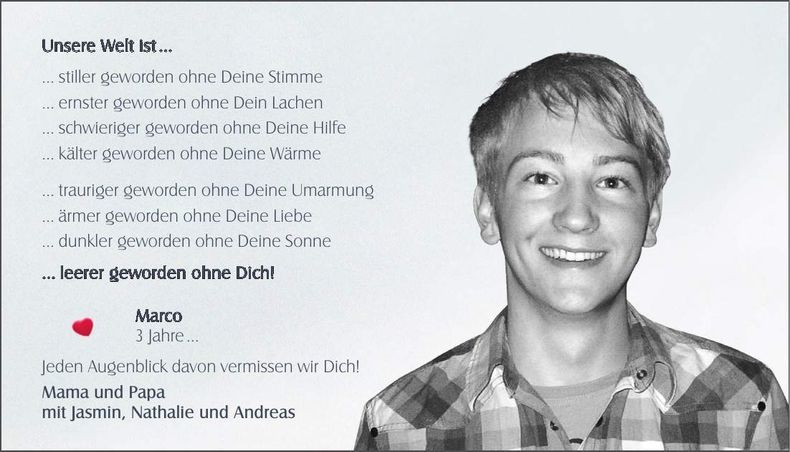 Traueranzeige Marco Gangkofner
