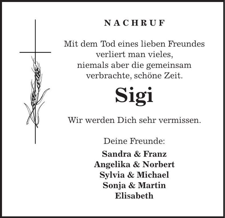 Traueranzeige Siegfried Lechner
