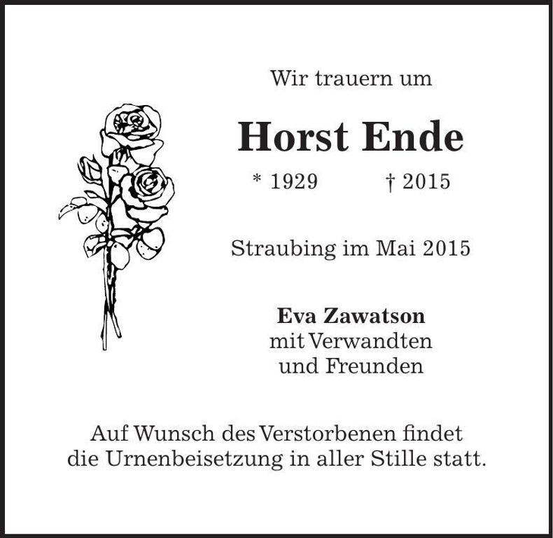 Traueranzeige Horst Ende