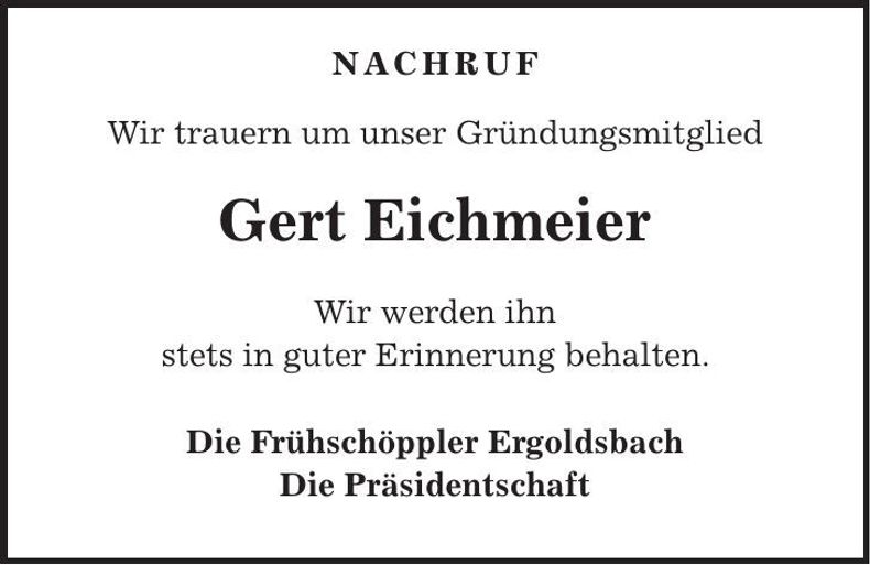 Traueranzeige Gert Eichmeier