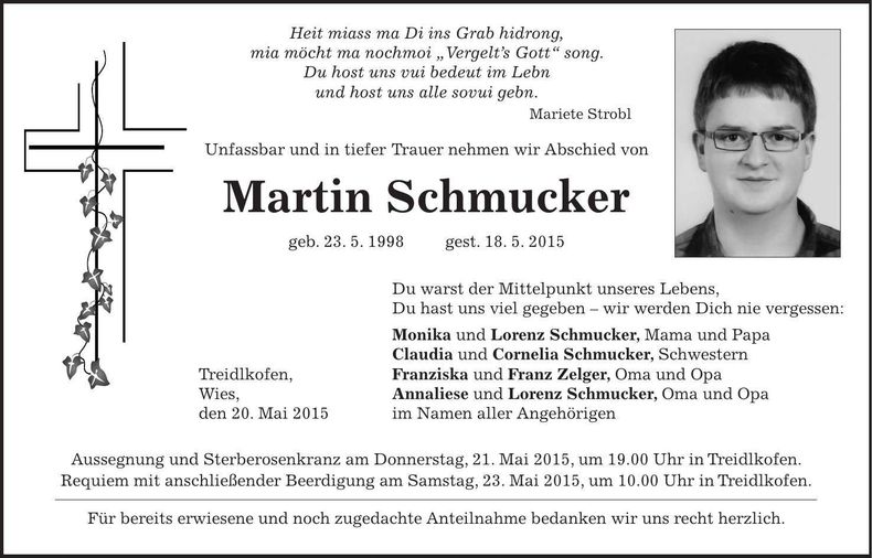 Traueranzeige Martin Schmucker