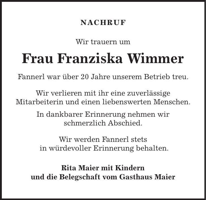 Traueranzeige Rita Maier