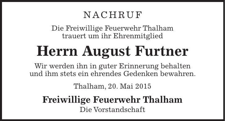 Traueranzeige August Furtner