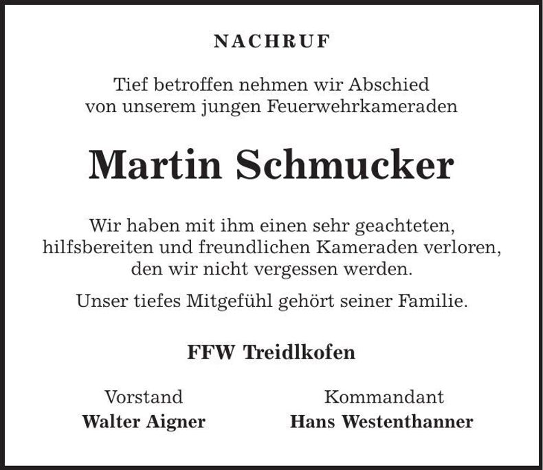 Traueranzeige Martin Schmucker