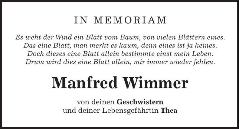 Traueranzeige Manfred Wimmer