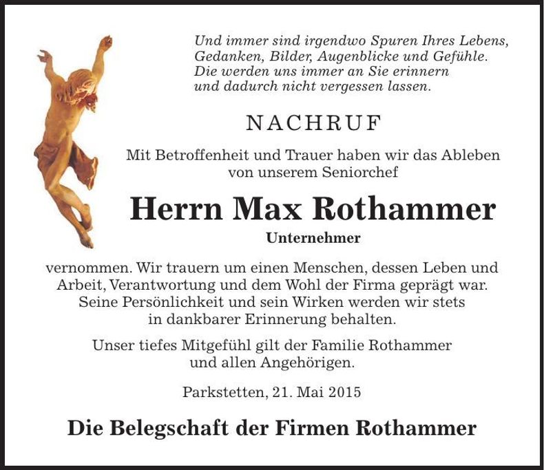 Traueranzeige Max Rothammer