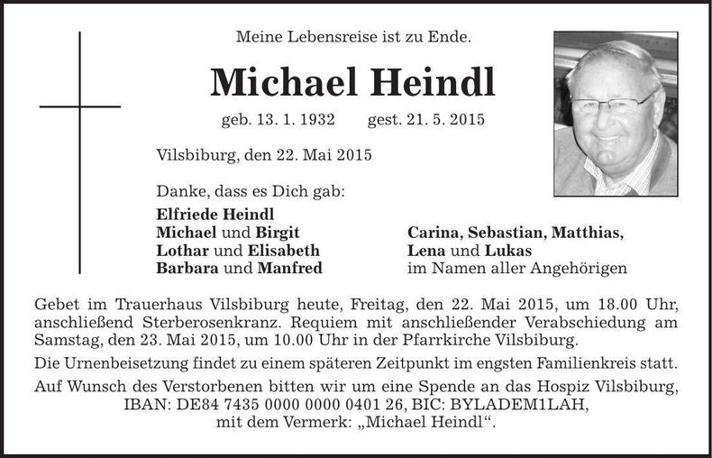 Traueranzeige Michael Heindl