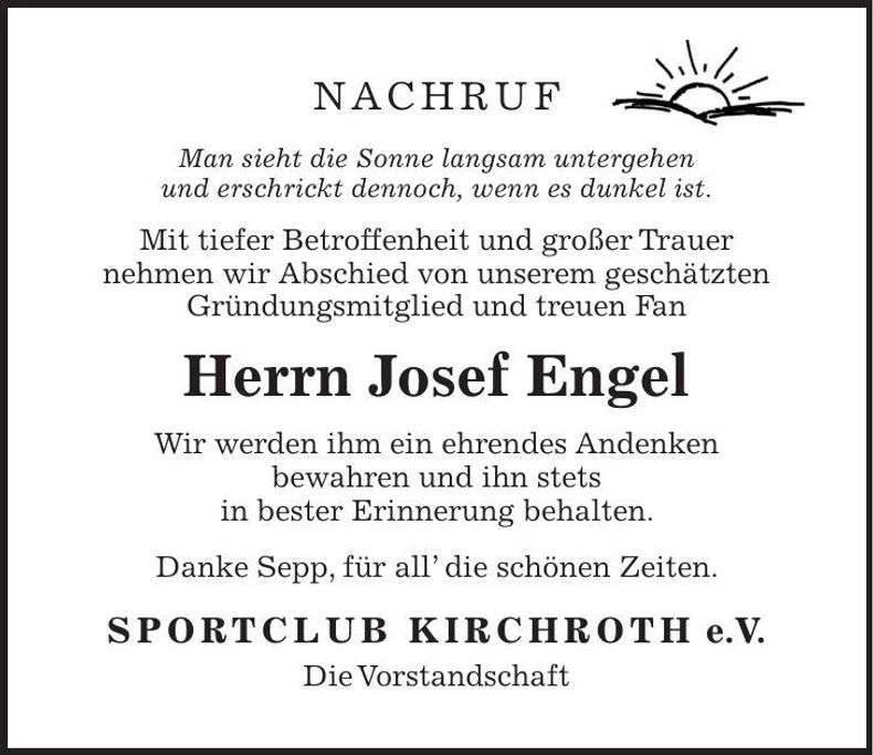 Traueranzeige Josef Engel