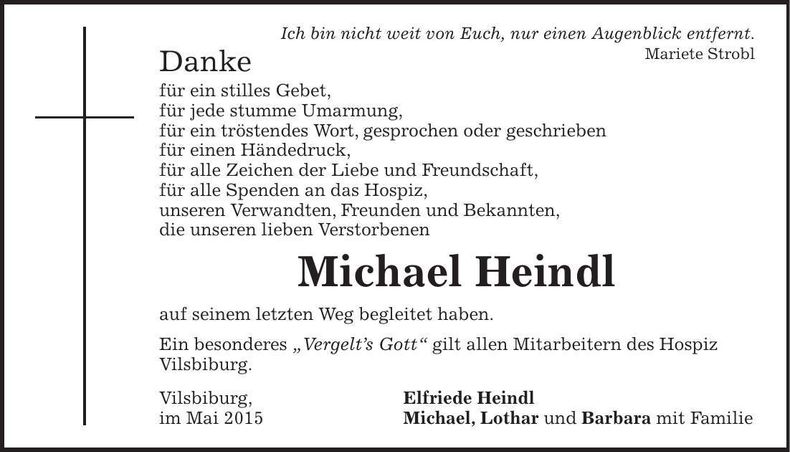 Traueranzeige Michael Heindl