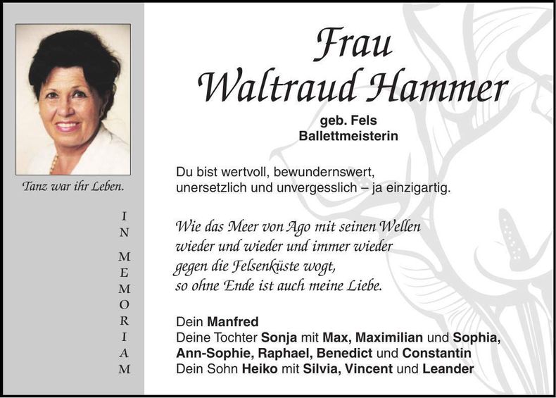 Traueranzeige Waltraud Hammer