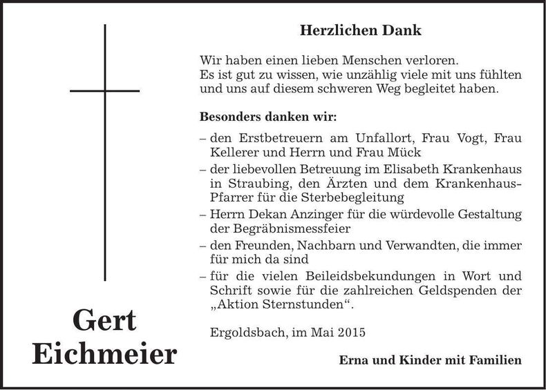 Traueranzeige Gert Eichmeier