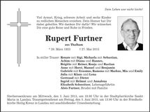 Traueranzeige Rupert Furtner