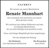 Traueranzeige Renate Mannhart