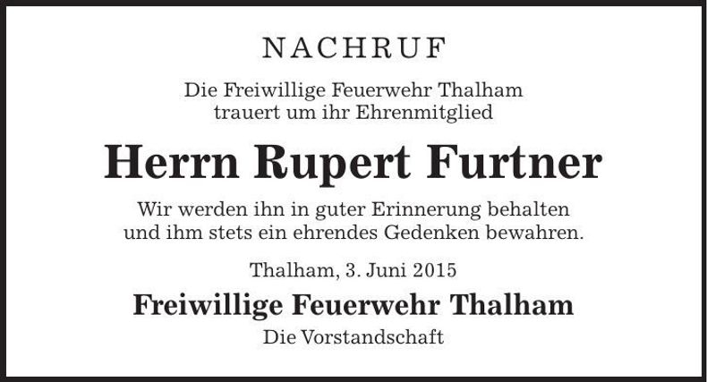 Traueranzeige Rupert Furtner